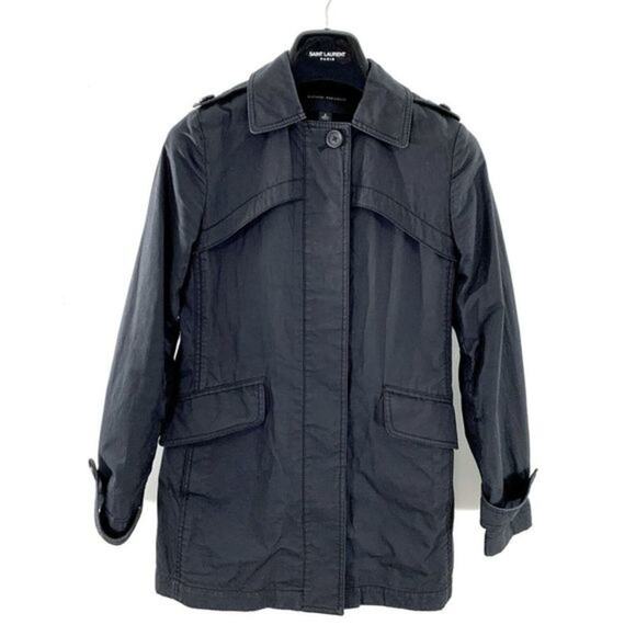 BANANA REPUBLIC Black Button Rain Trench Coat Size S‎ Women's - Picture 1 of 4